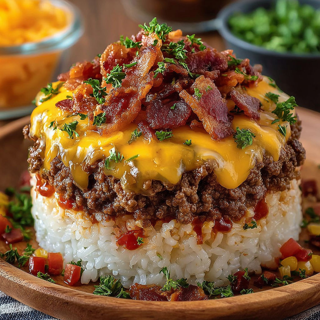 Bacon Cheeseburger Rice Stack recipe