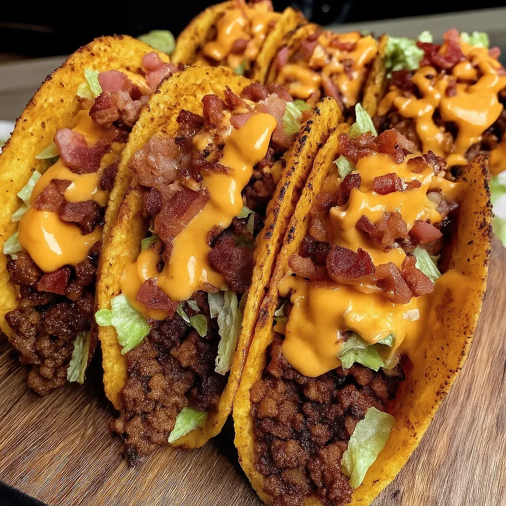 Loaded Bacon Cheeseburger Tacos recipe