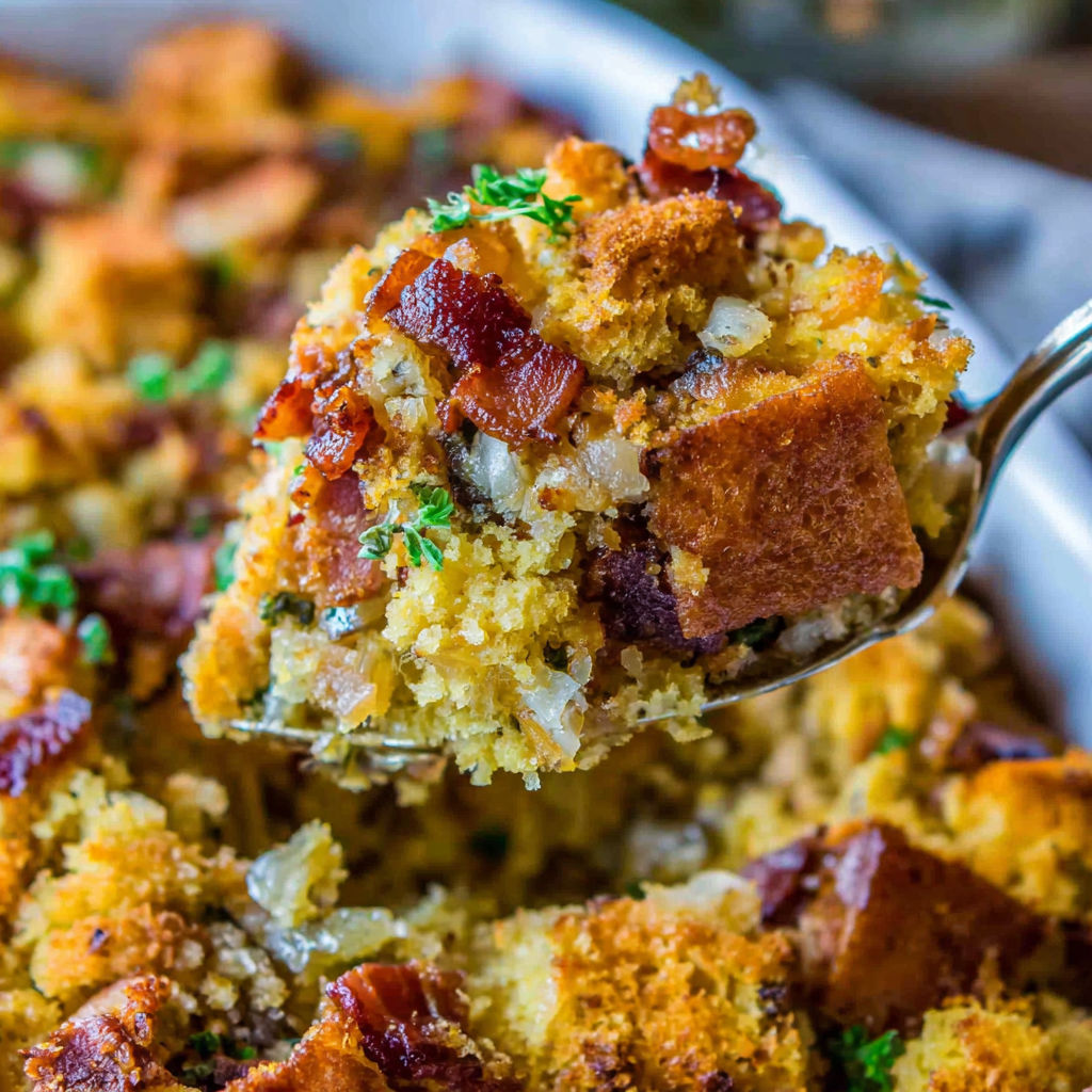 Bacon Cornbread Stuffing Easy recipe