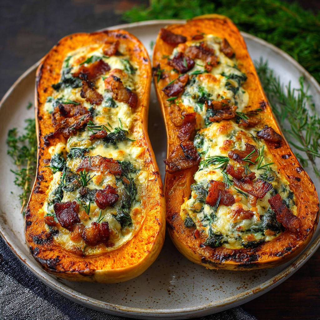 Stuffed Butternut Squash Bacon recipe