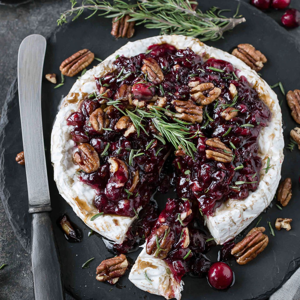 baked brie cranberries pecans recipe