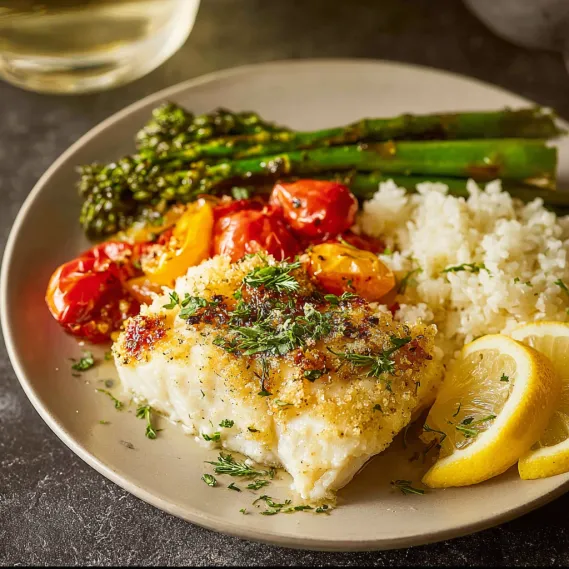 Baked Halibut Lemon Asparagus recipe