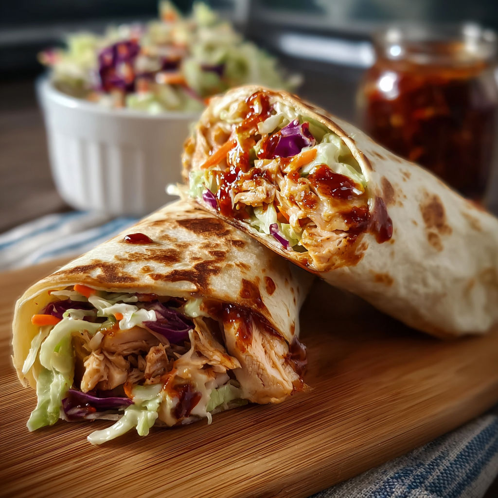 BBQ Chicken Coleslaw Wraps recipe