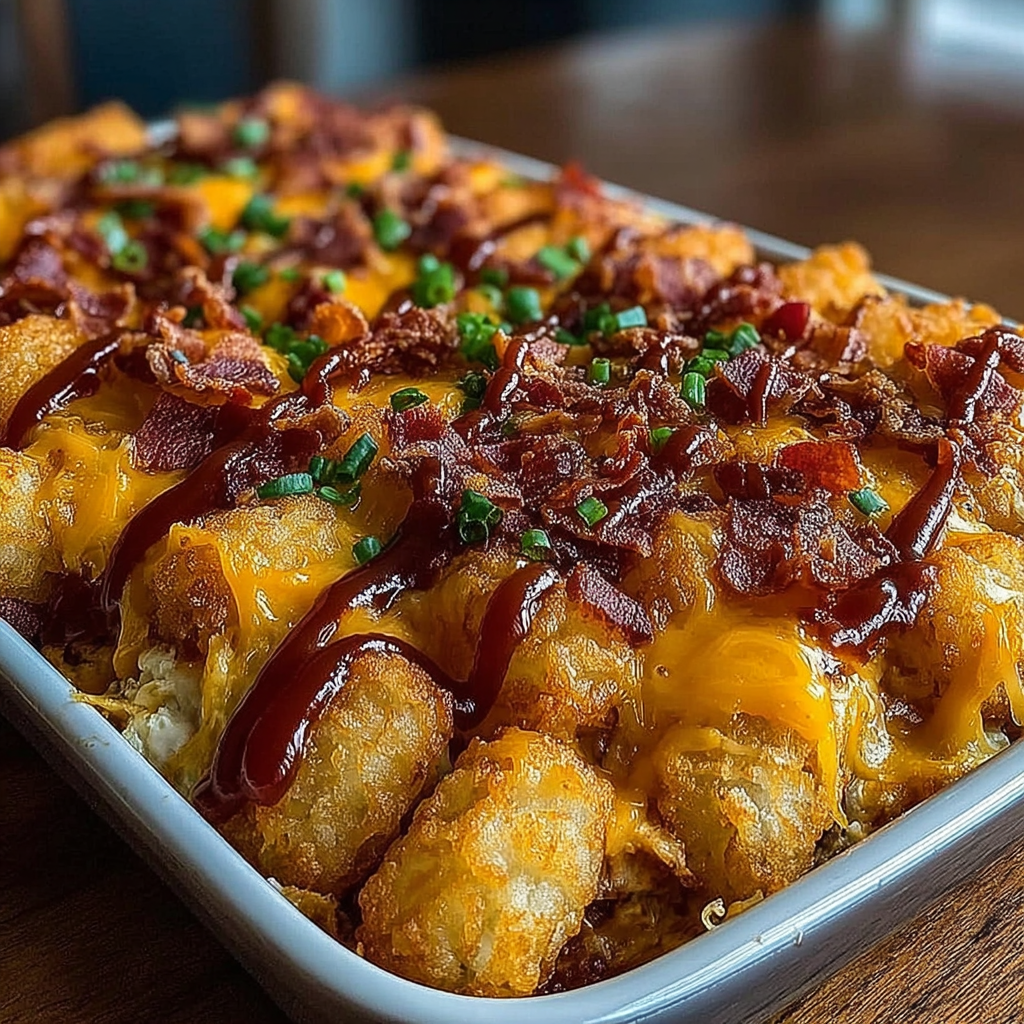 Loaded BBQ Turkey Bacon Tater Tots recipe