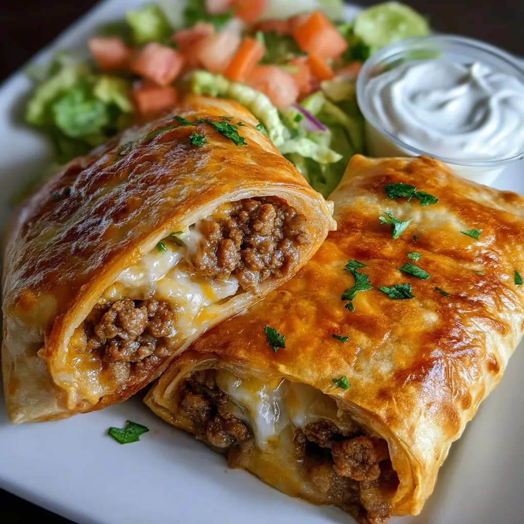 Beefy Cheese Chimichangas recipe