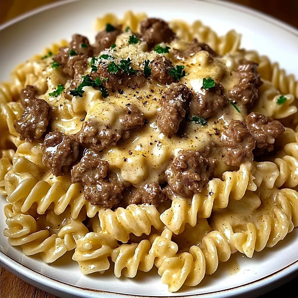 Beef and Rotini Garlic Parmesan recipe