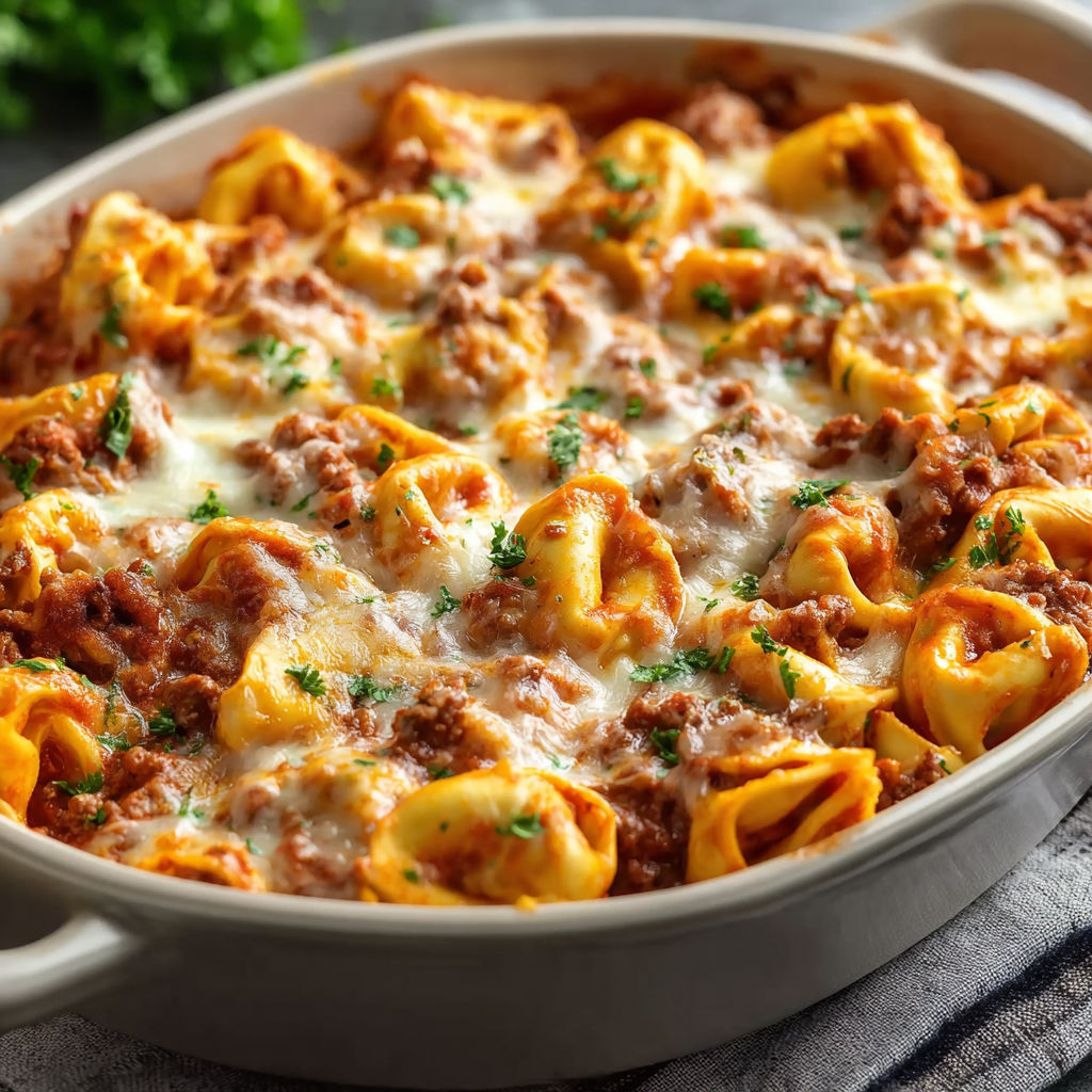 Irresistible Beefy Tortellini Bake recipe