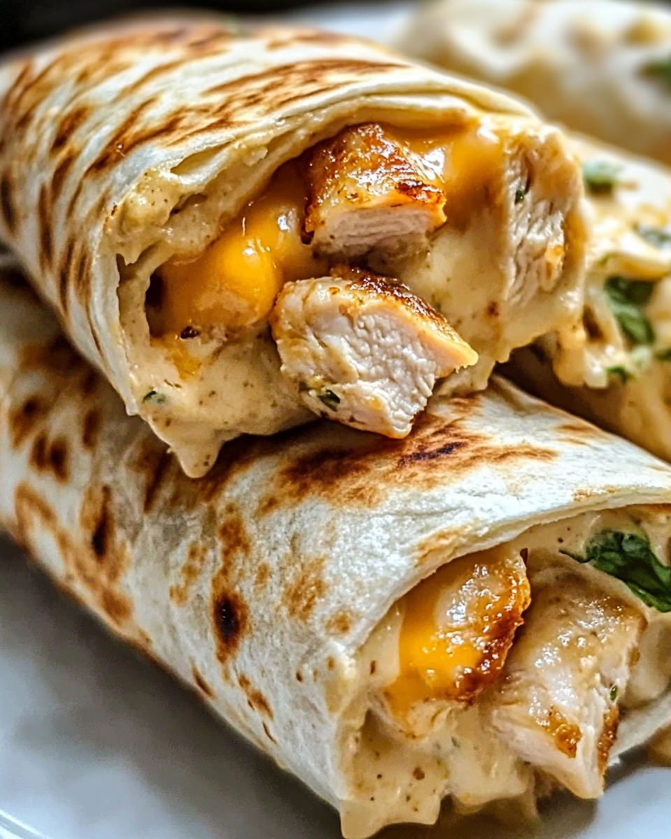 Cheesy Garlic Chicken Wraps recipe