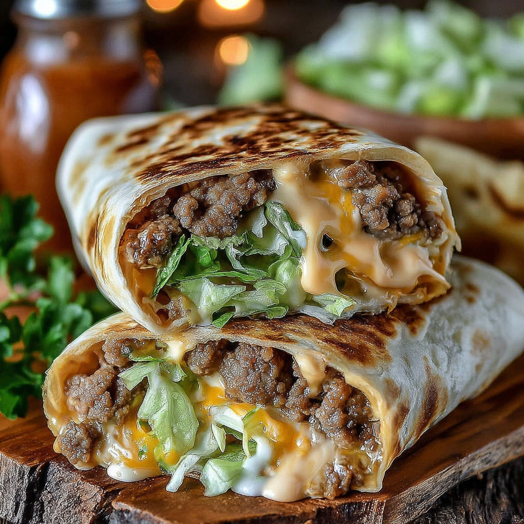 Big Mac Style Beef Wraps recipe