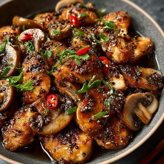 Black Pepper Chicken Mushrooms recipe