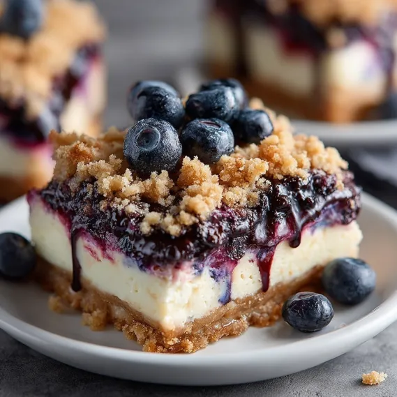 Blueberry Crisp Cheesecake Bars recipe