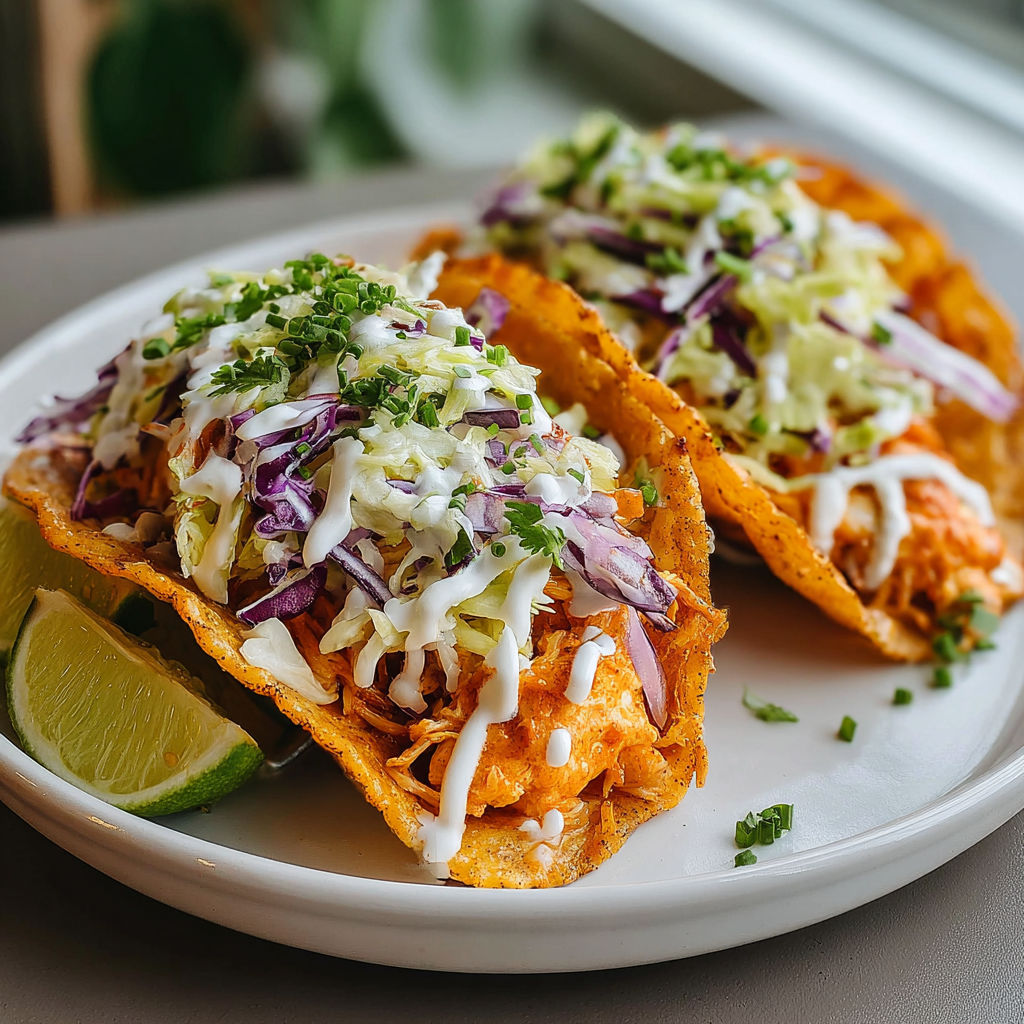 Buffalo Chicken Smash Burger Tacos recipe