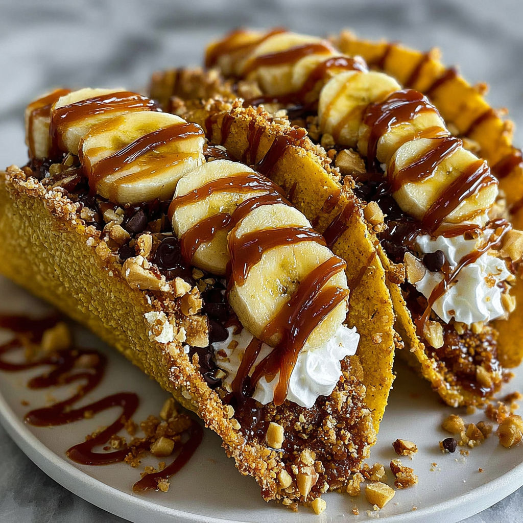 Caramel Banana Nuts Tacos recipe