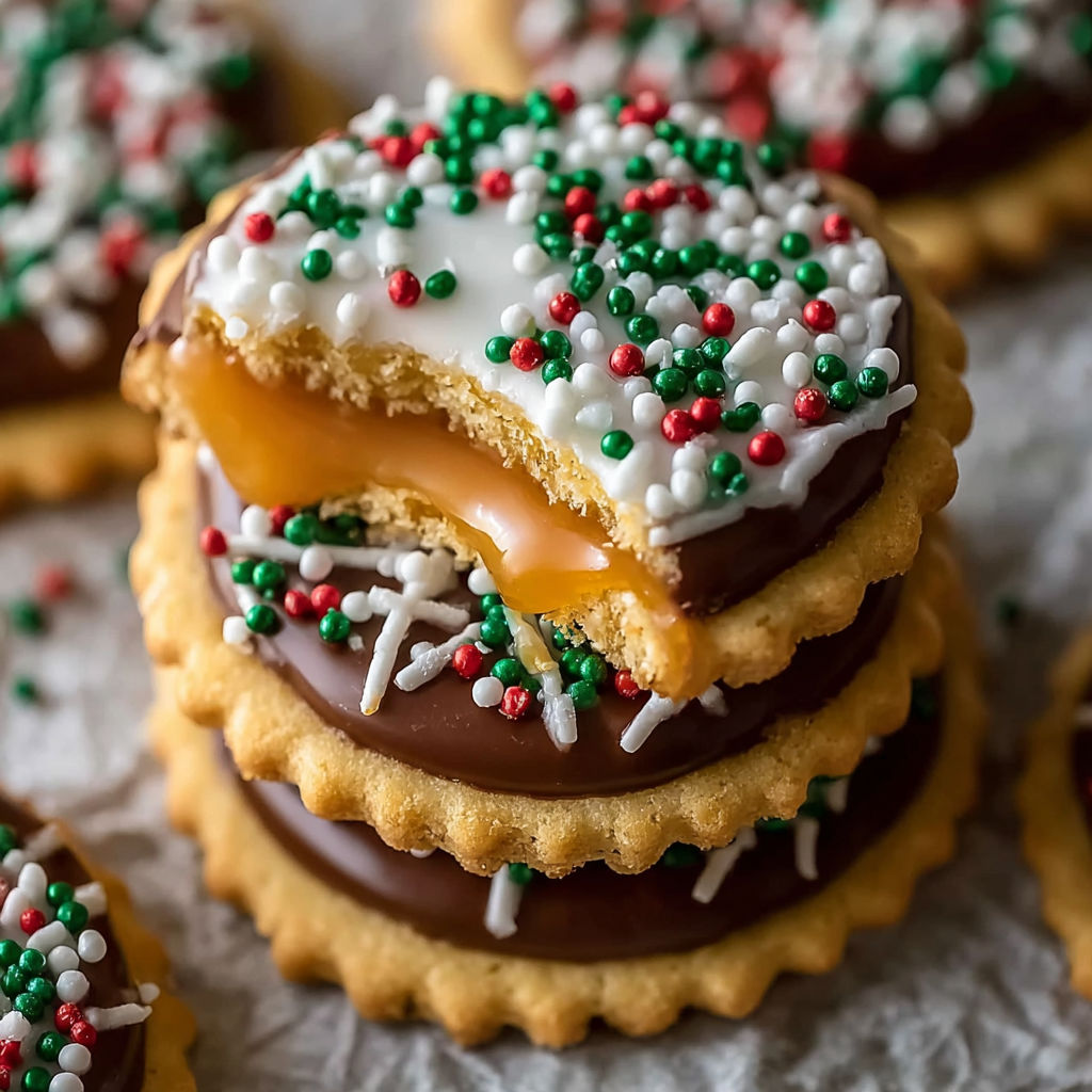 Caramel Ritz Cracker Christmas Cookies recipe