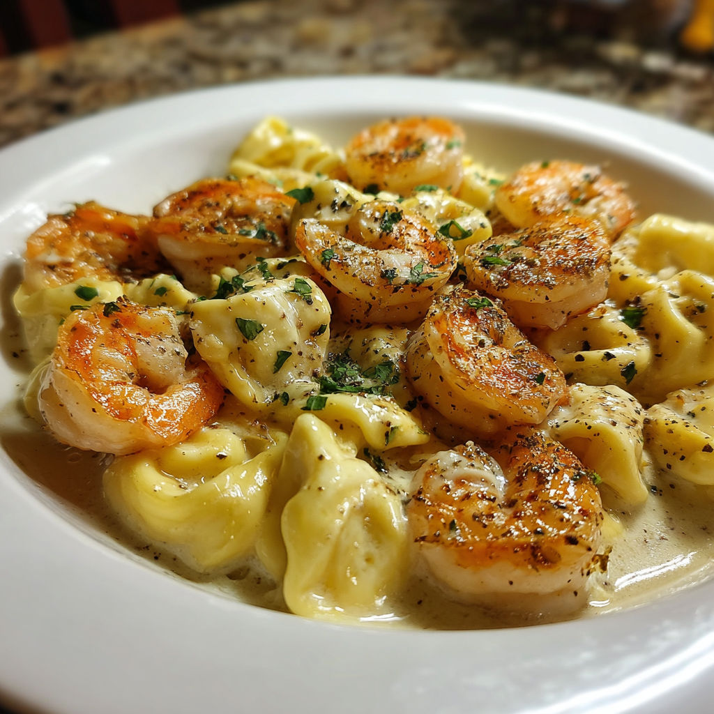 Cheese Tortellini Shrimp Alfredo recipe
