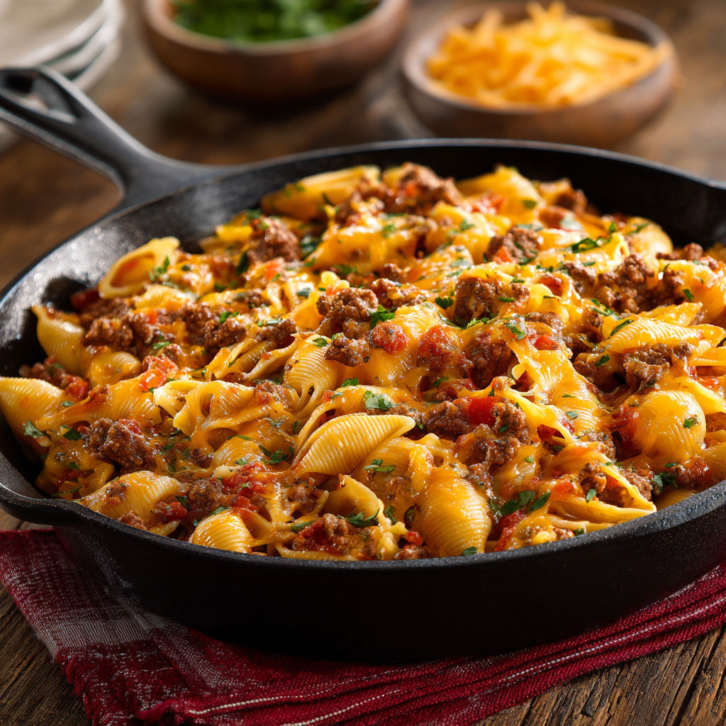 Cheesy Beef and Shells Casserole recipe