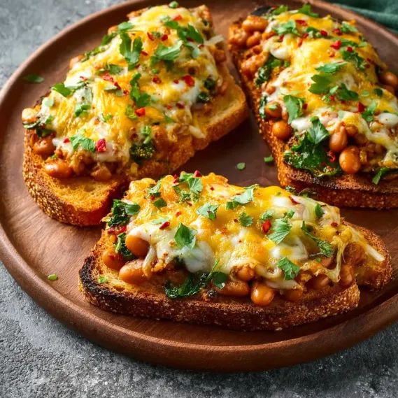 Cheesy Masala Beans on Toast recipe