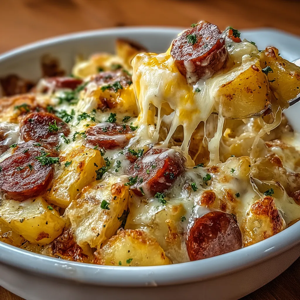 Cheesy Ranch Potatoes Smoked Sausage recipe