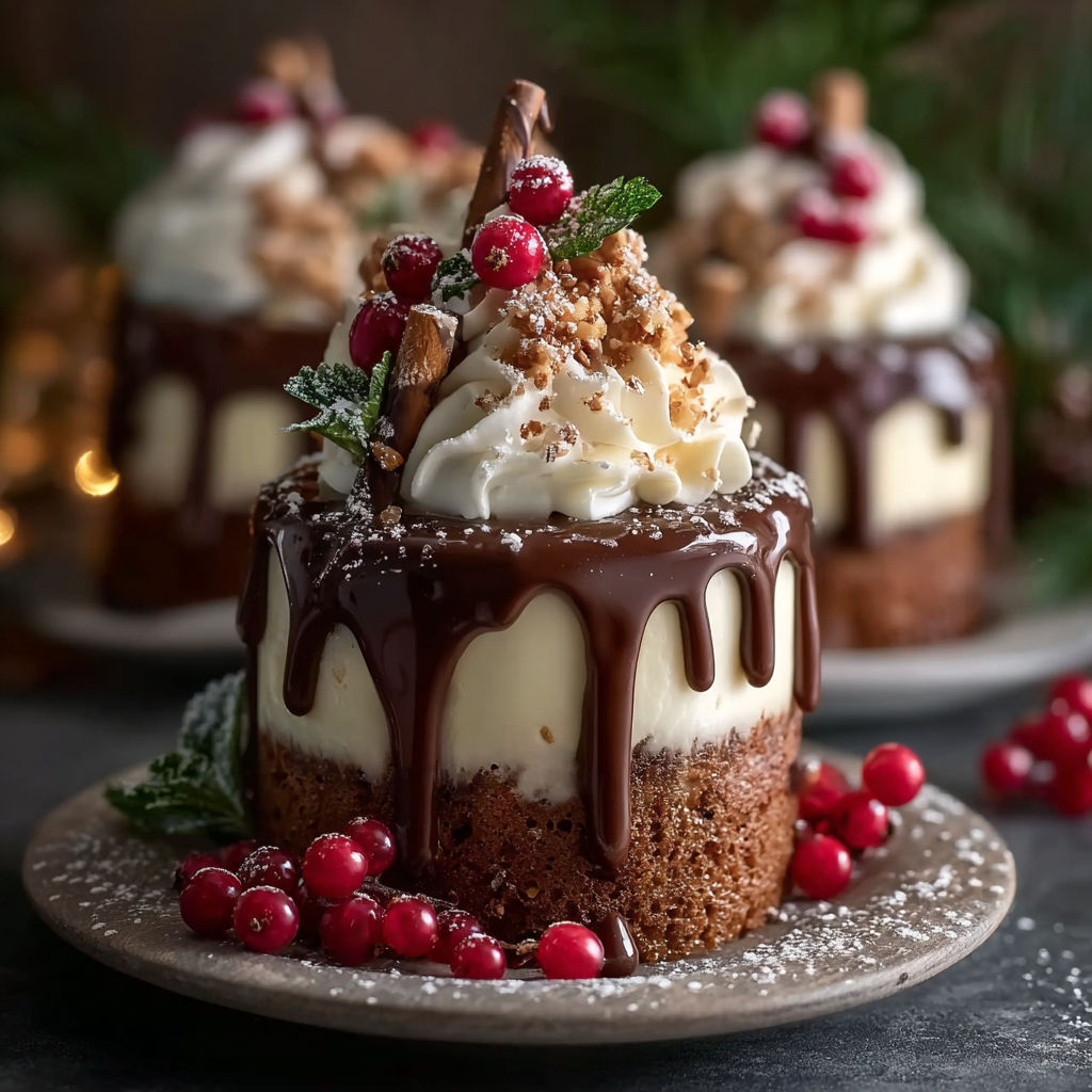 Mini Christmas Drip Cakes recipe
