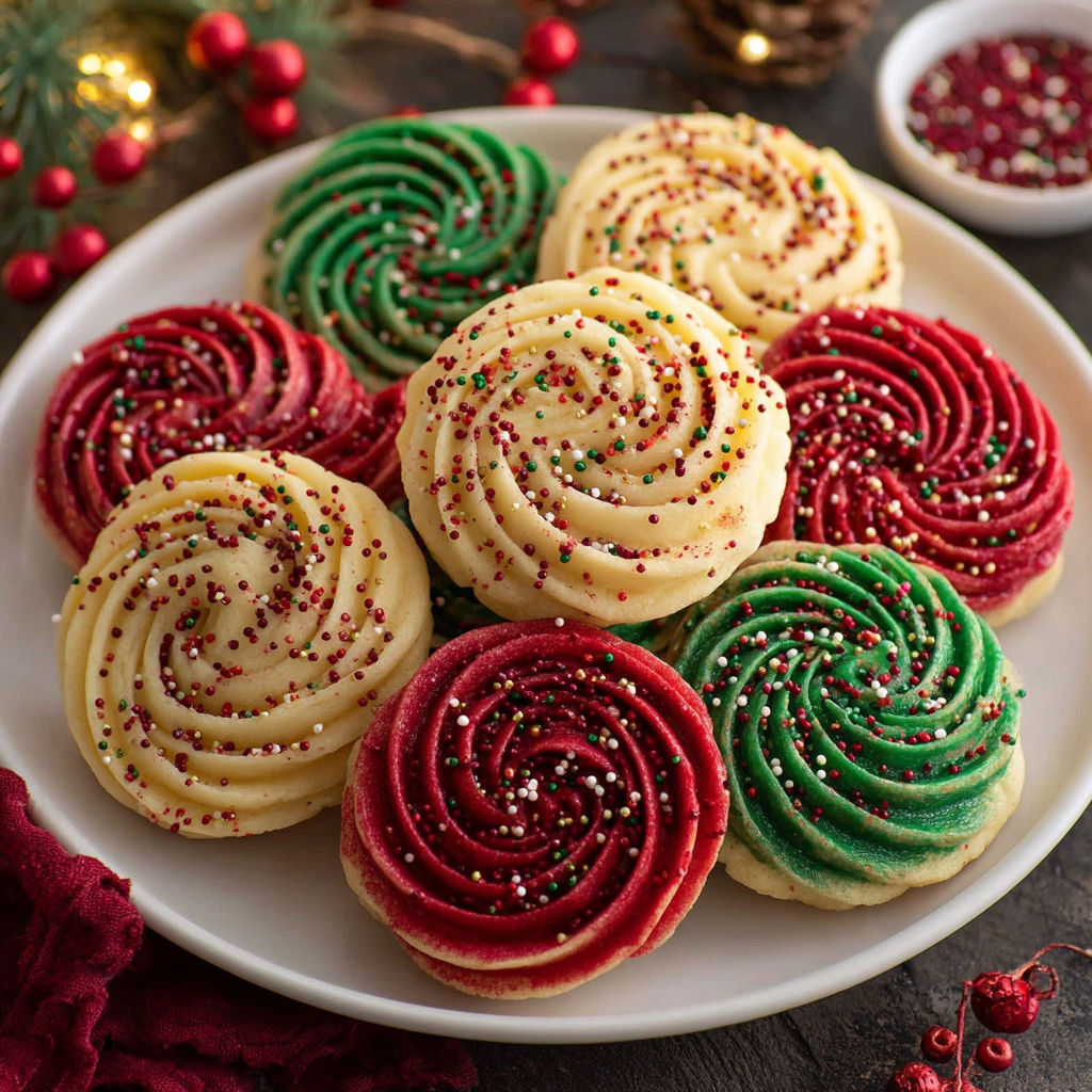 Christmas Swirl Butter Cookies recipe