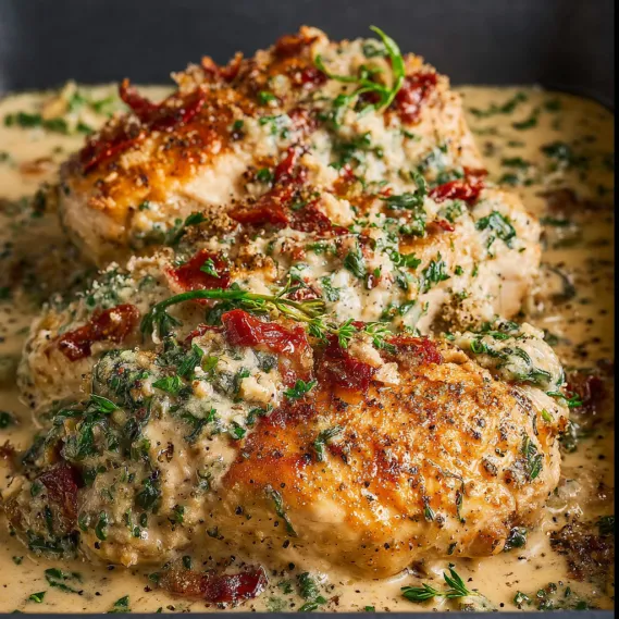 Creamy Baked Tuscan Chicken recipe