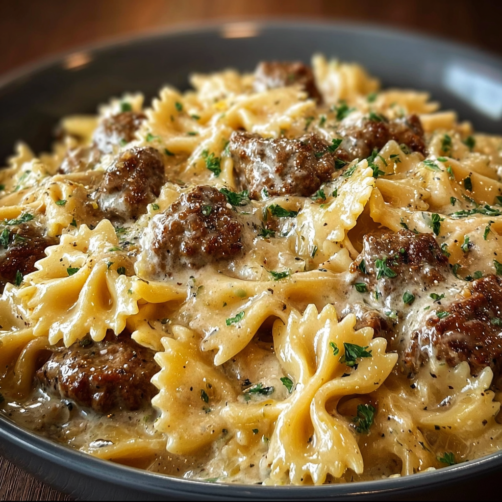 Creamy Beef Bowtie Pasta recipe