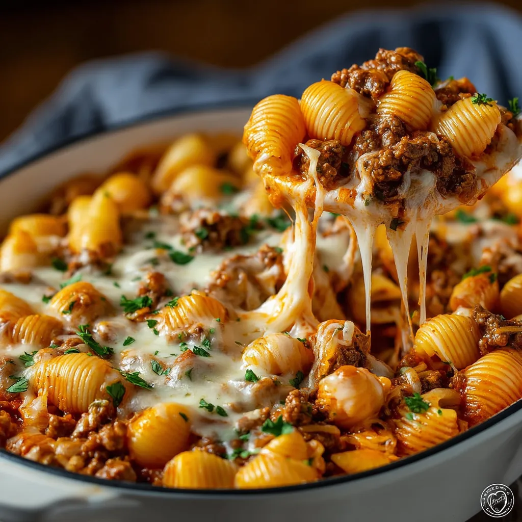 Creamy Beef and Shells recipe