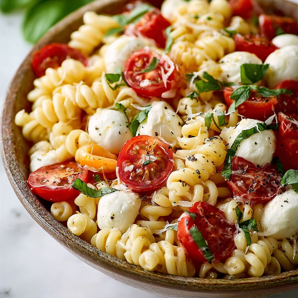 Creamy Caprese Pasta Salad recipe