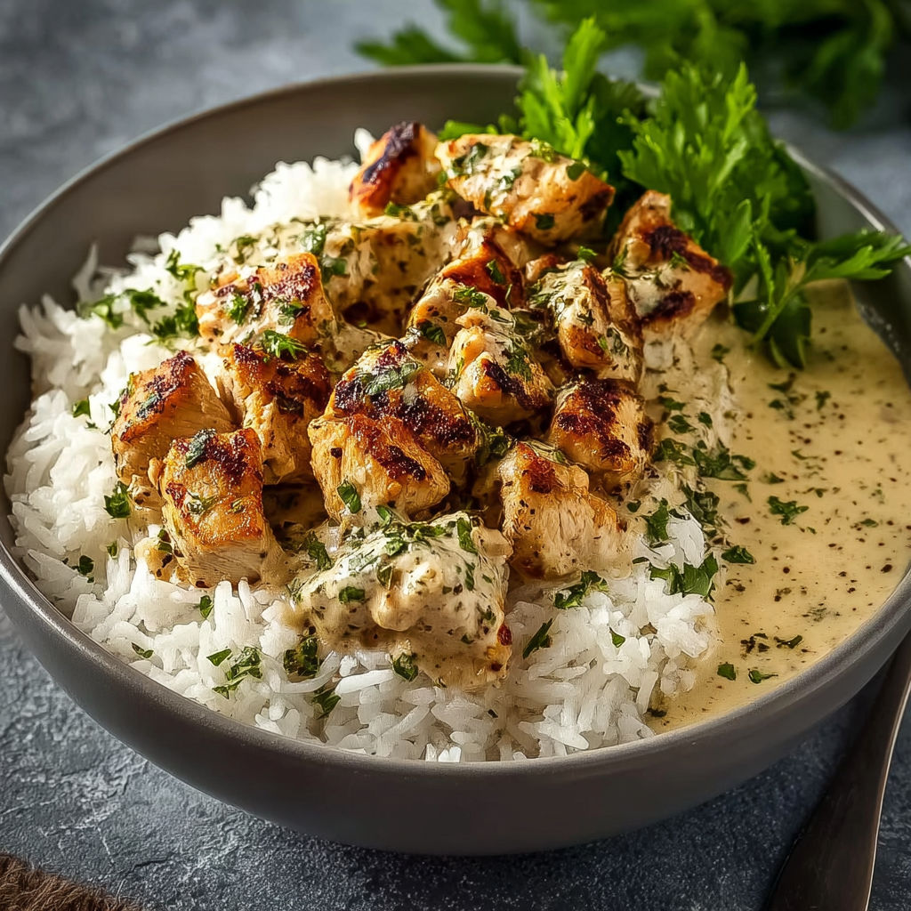 Creamy Garlic Chicken Bowls recipe