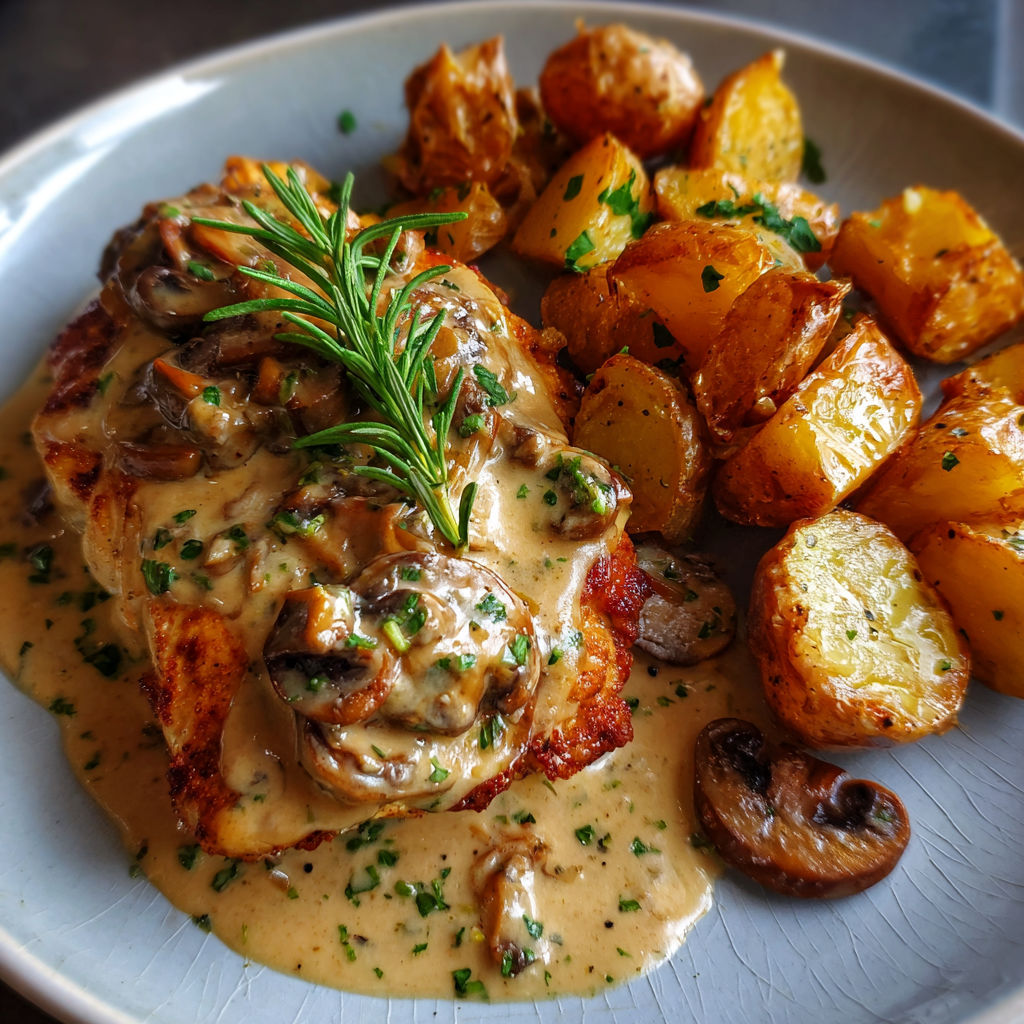 Creamy Garlic Chicken Marsala Potatoes recipe