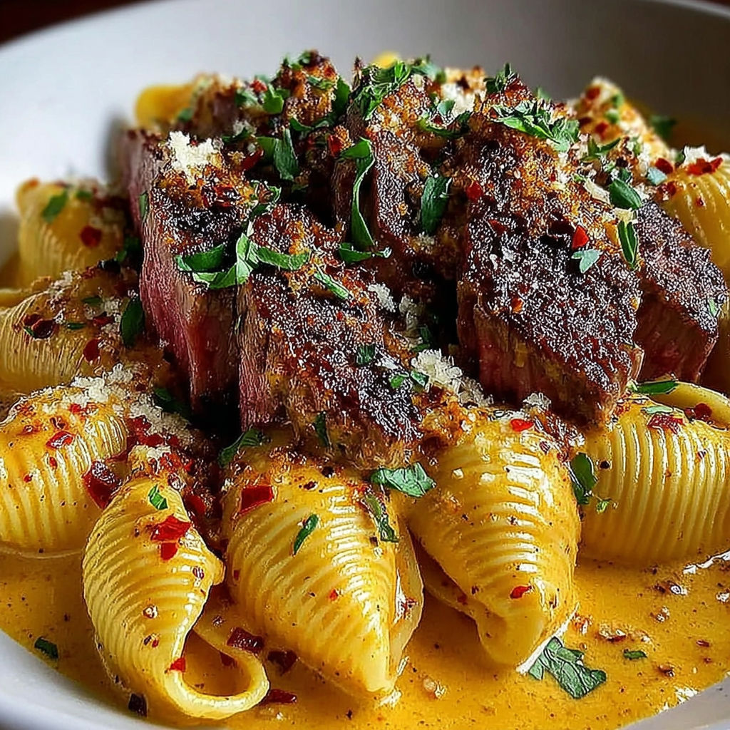 Creamy Paprika Steak Shells recipe
