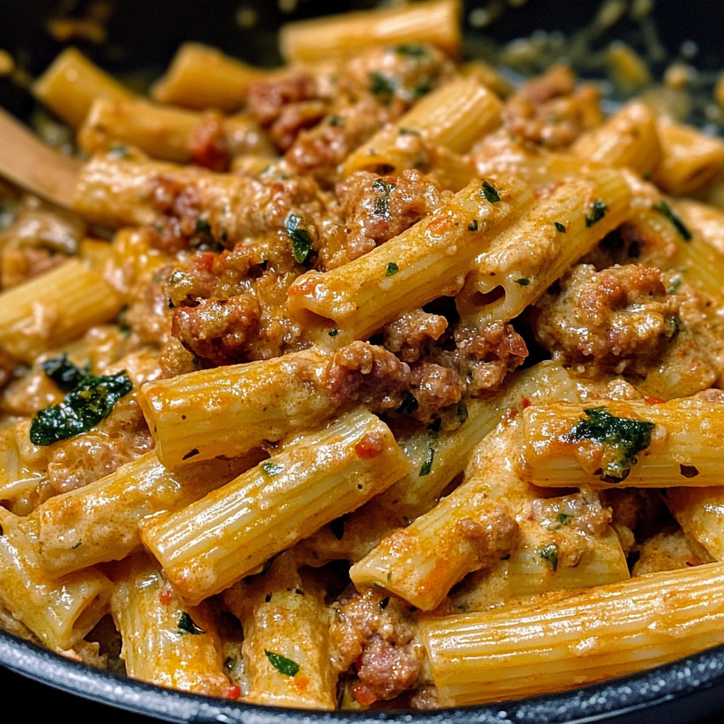 Creamy Sausage Rigatoni Pasta recipe