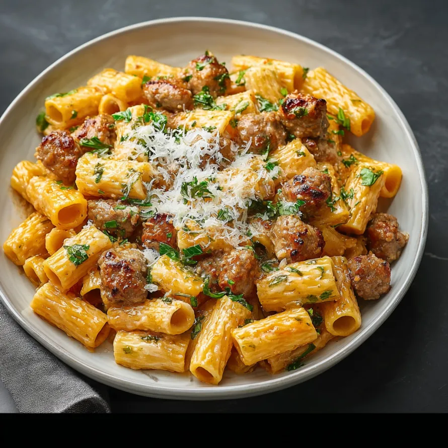 Creamy Sausage Rigatoni Pasta recipe