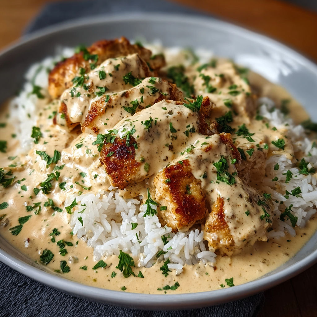 Creamy Smothered Chicken Rice recipe