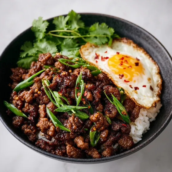 Crispy Beef Rice Bowl recipe