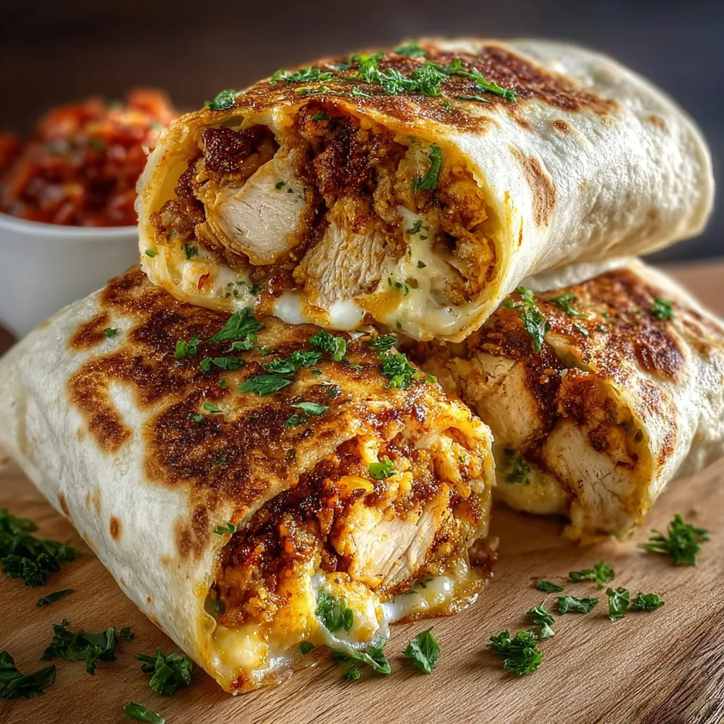 Crispy Parmesan Garlic Chicken Burritos recipe