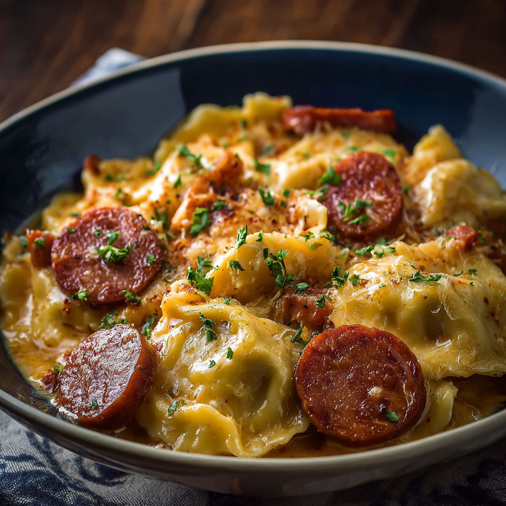 Crock Pot Pierogi Kielbasa recipe