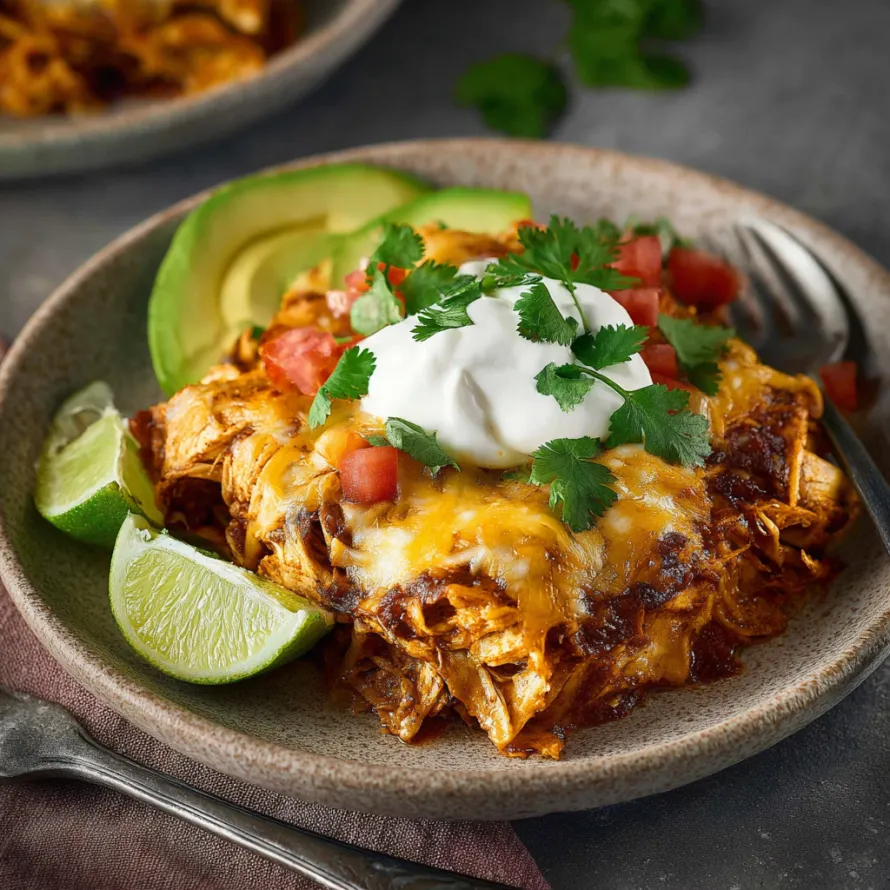 Crockpot Chicken Enchiladas Casserole recipe
