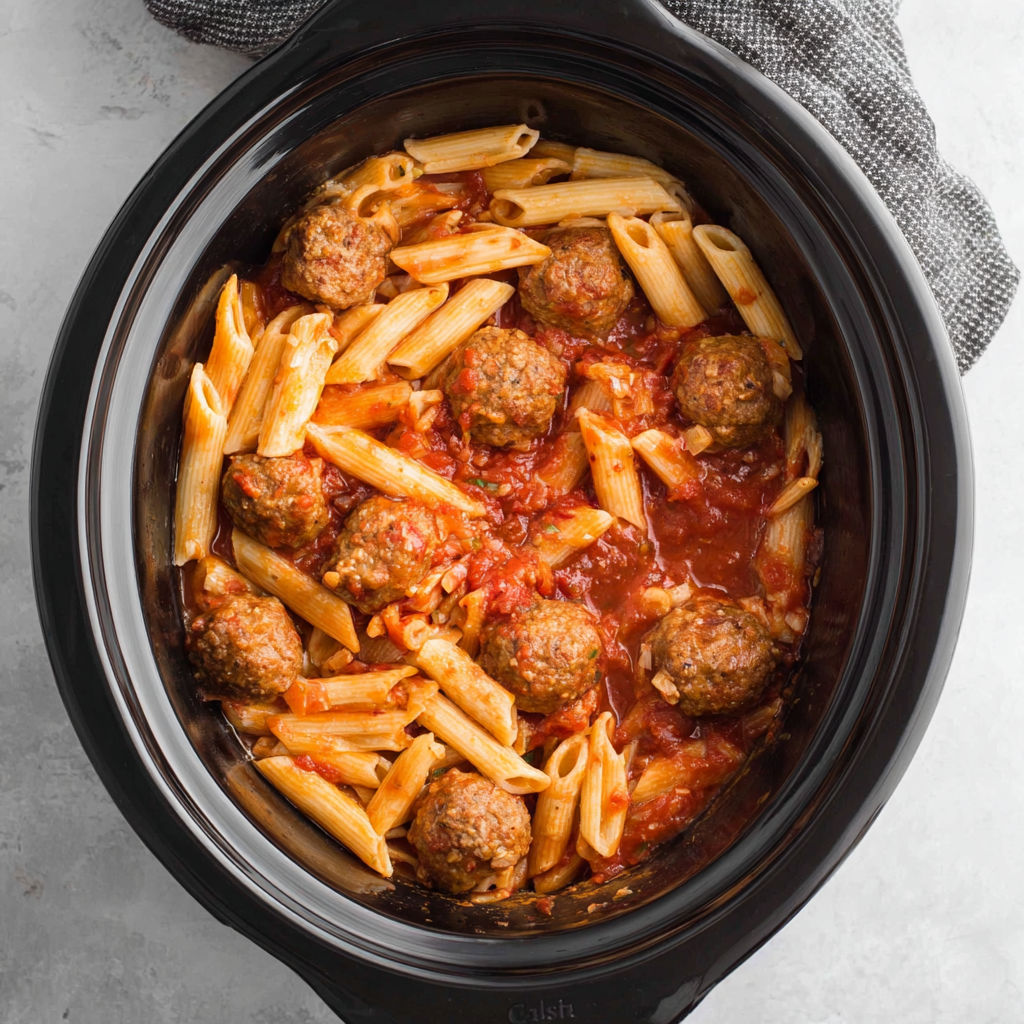 Crockpot Pasta and Meatballs recipe