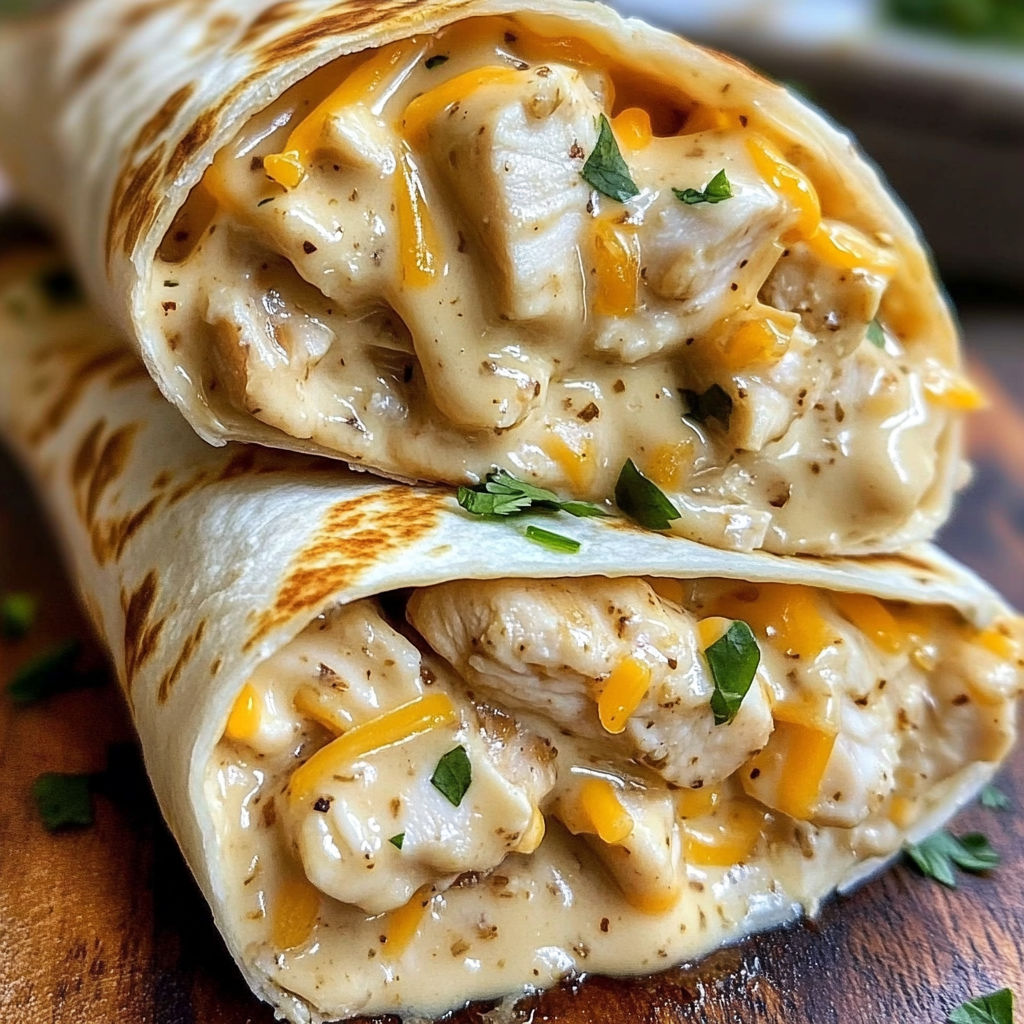 Cheesy Garlic Chicken Wraps recipe