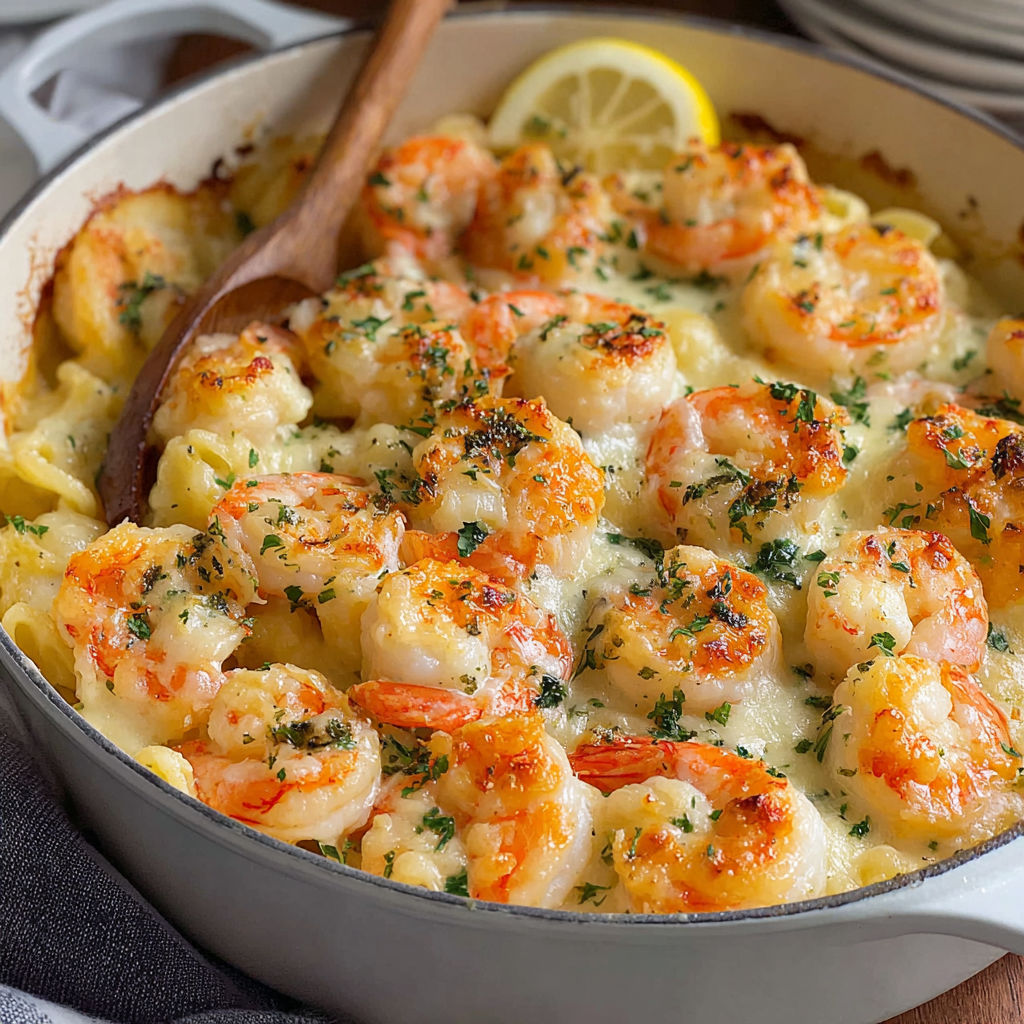 Easy Shrimp Scampi Pasta Bake recipe