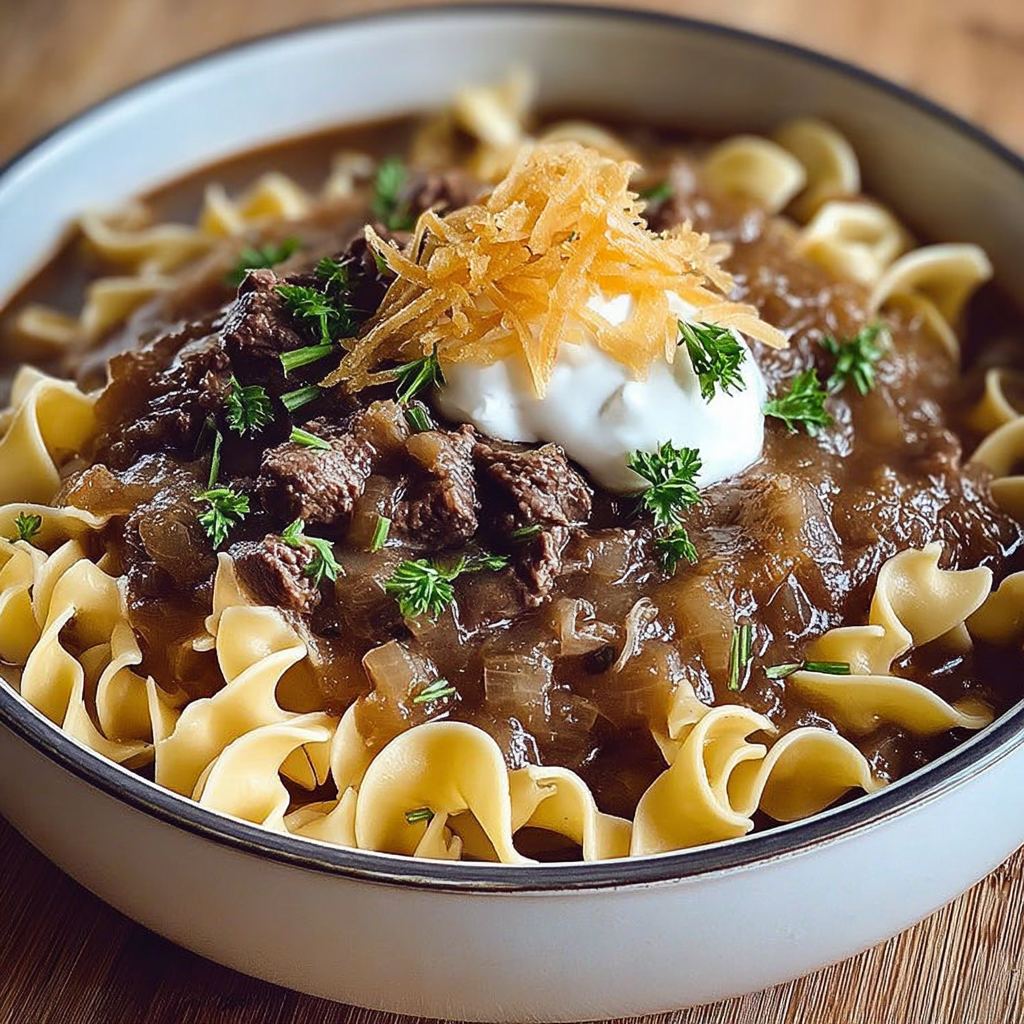 French Onion Beef Noodles recipe