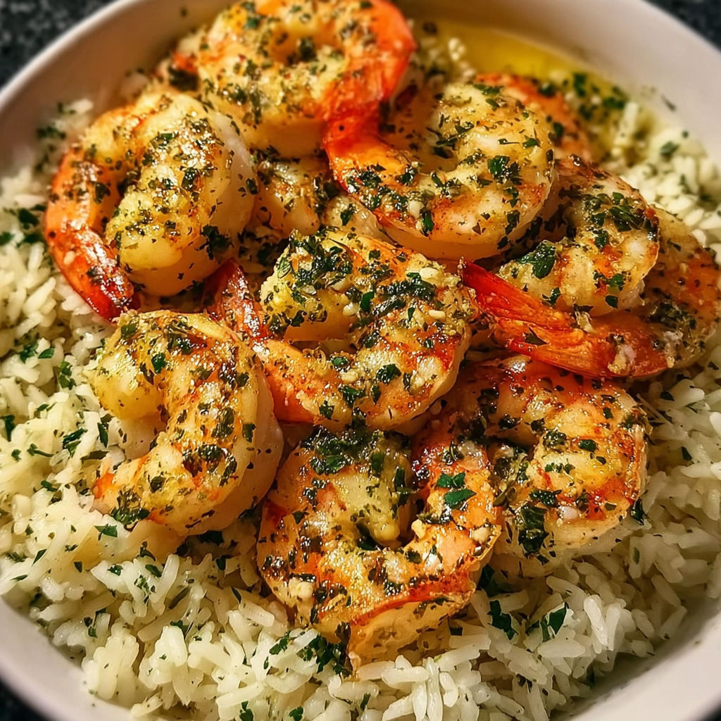 Garlic Butter Shrimp Herb Rice recipe