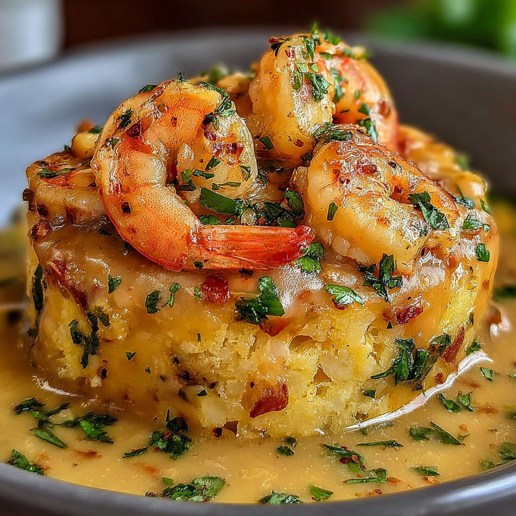 Garlic Shrimp Mofongo Fusion recipe