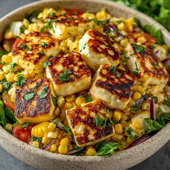 Grilled Corn Halloumi Salad recipe