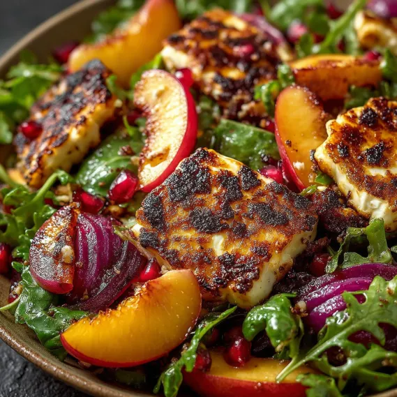 Grilled Peach Halloumi Salad recipe
