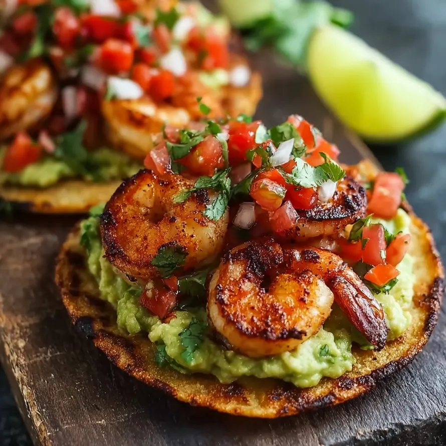 Grilled Shrimp Tostadas Guacamole recipe