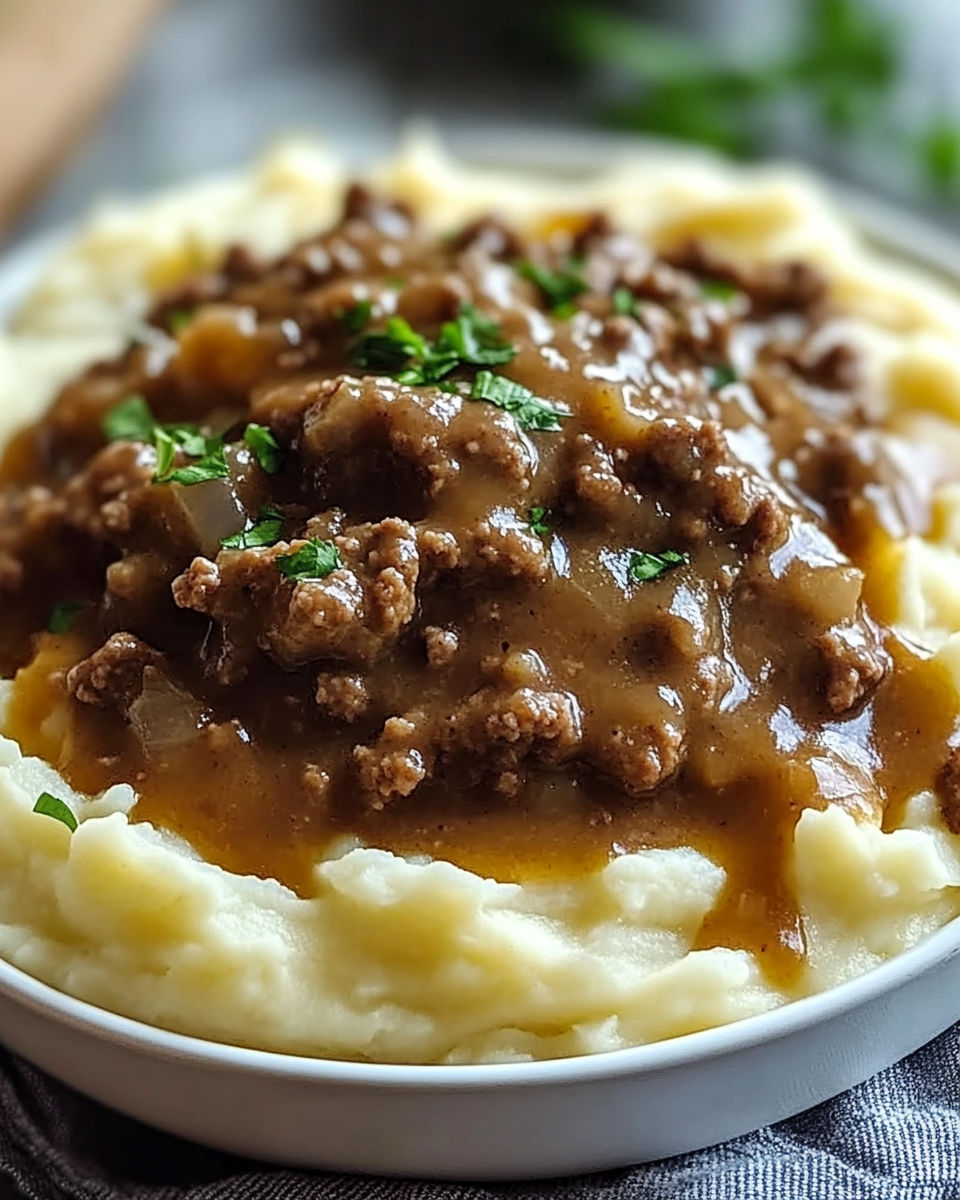 Ground Beef Gravy Mashed Potatoes recipe