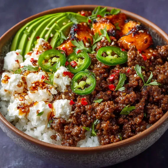 Ground Beef Hot Honey Bowl recipe