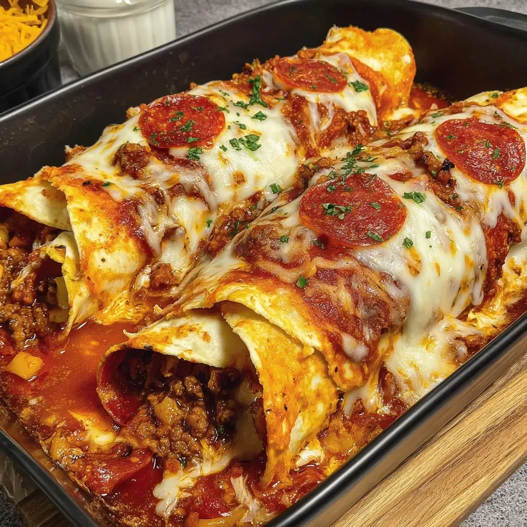 Pizza Enchiladas Ground Beef recipe